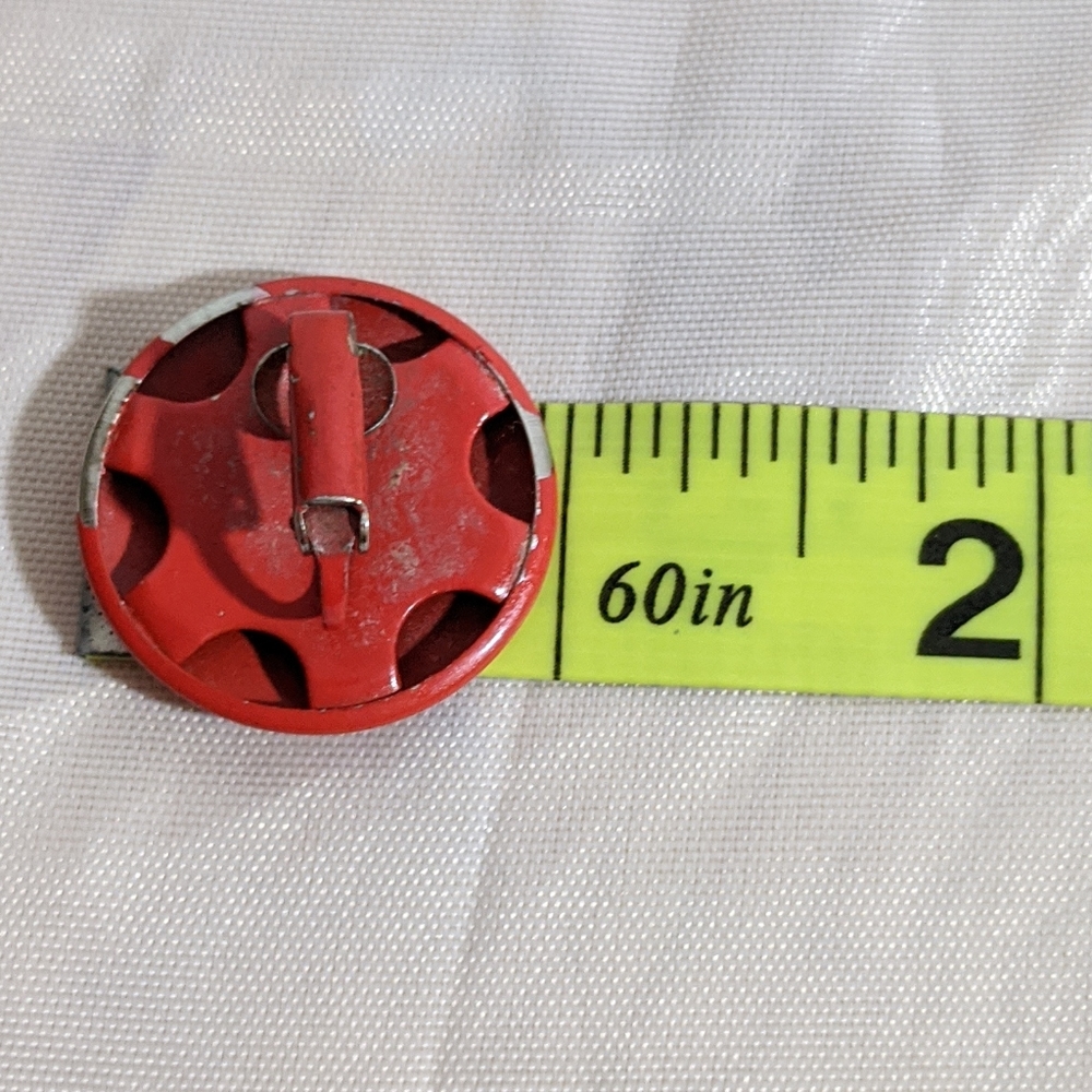 Vintage 80's Red Enamel Round Clip Earrings_3